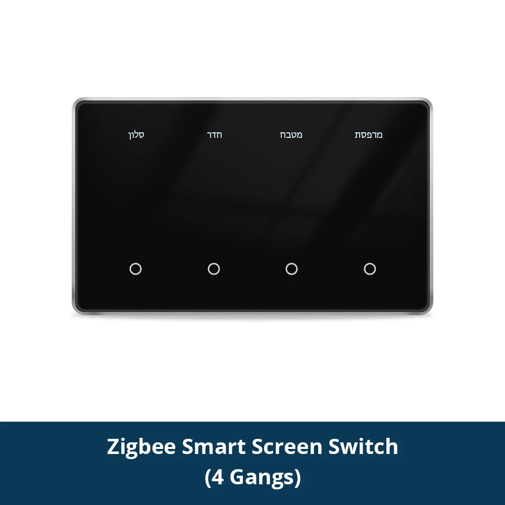Zigbee Smart DIY Name Switch Black Panel Touch Light Switches US Type Neutral Required Works with Tuya Smart Life App