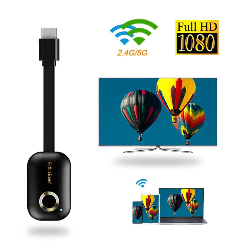 Mirascreen G9 plus 2.4G/5G 4K Wireless H.265 HD Wifi Display Dongle for Miracast Airplay DLNA TV Stick for for Android IOS to TV