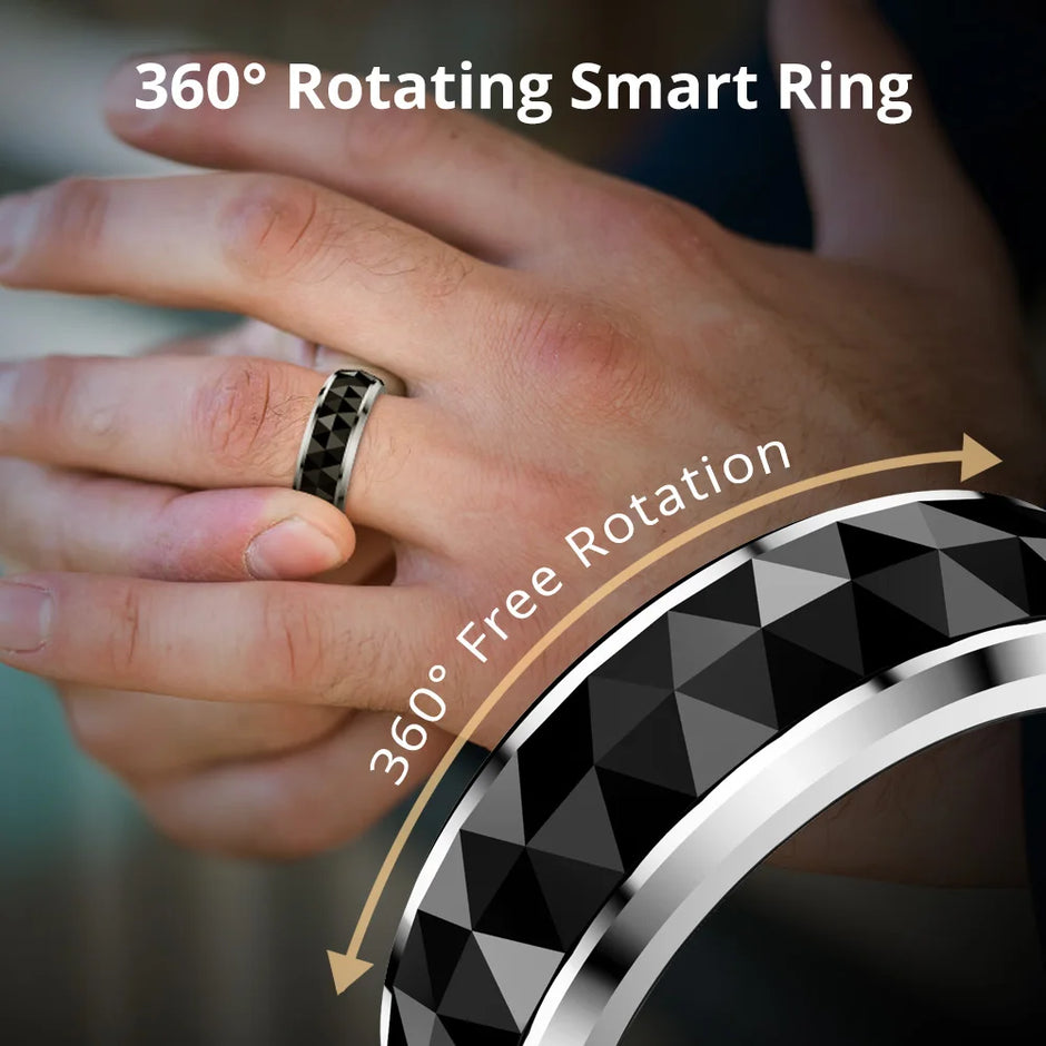 R11 Ceramic Smart Ring for Men, Fidget Spinner Anxiety Relieve Ring with Charging Case, Health Monitor, 5ATM Waterproof
