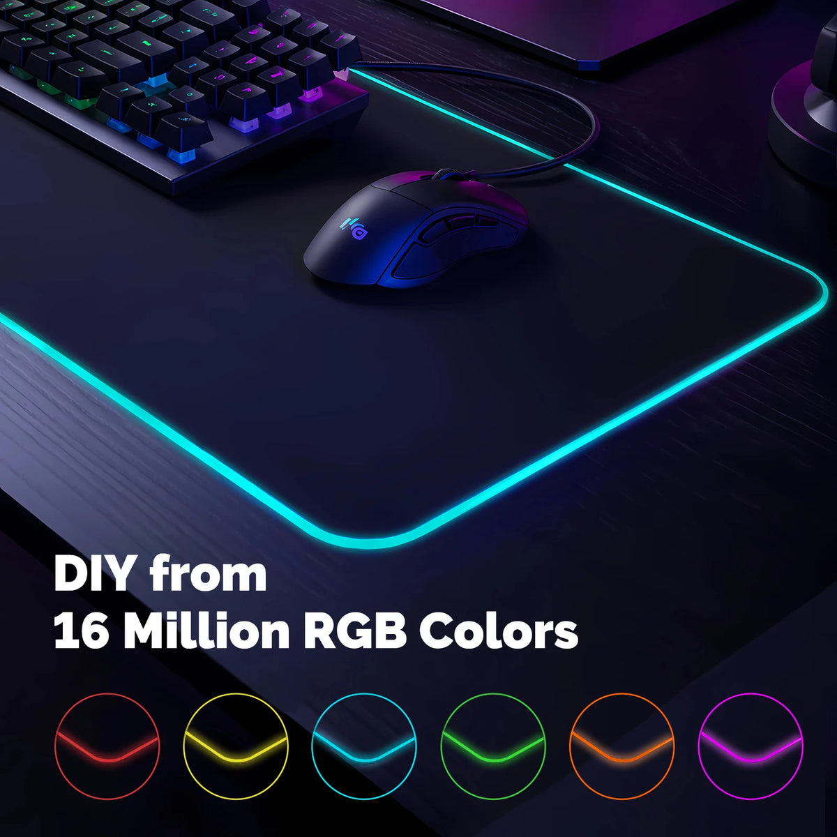 RGBIC Gaming Mouse Pad, Wifi Smart APP Control 16 Million Colors LED Desk Mat, Waterproof for PC Computer Game