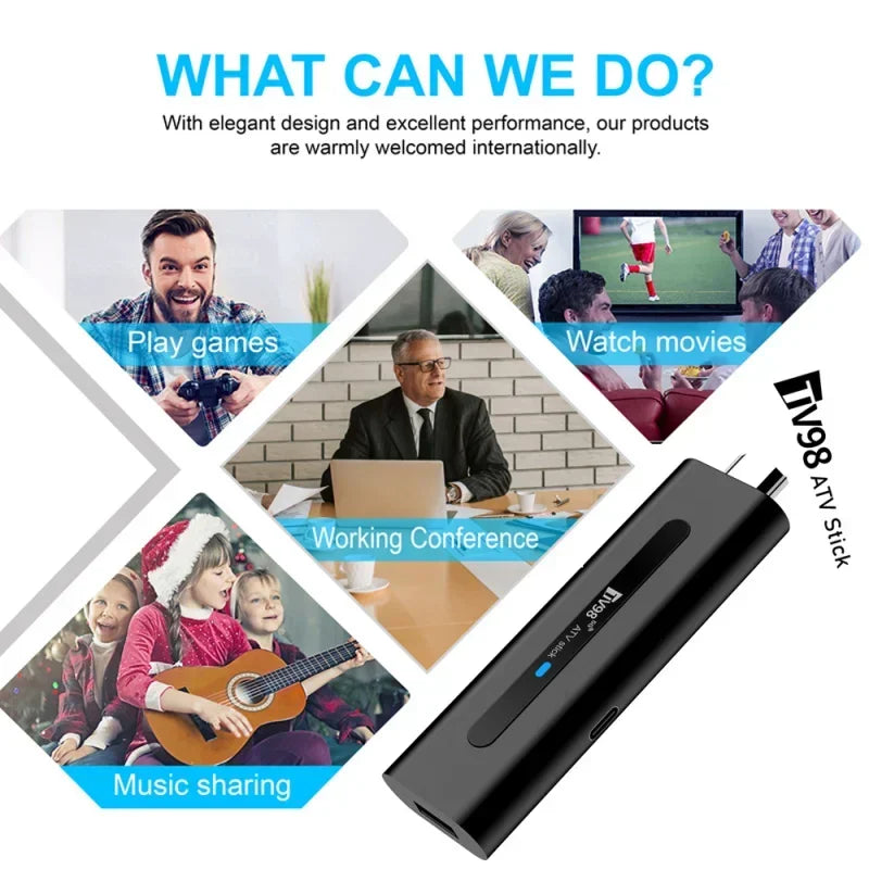 TV98 ATV Stick 8K 4K HD Support Video BT5.0 Dual Wifi6 4G 5G Voice Remote Allwinner H313 Quad Core Smart TV Stick 8GB 128GB For