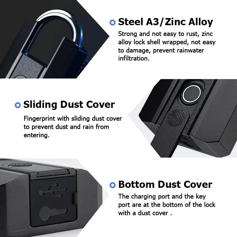 IP67 Ttlock Bluetooth APP Smart Padlock Fingerprint Lock Keyless Mini Bag with Aleax Google Home Electronic Door Lock