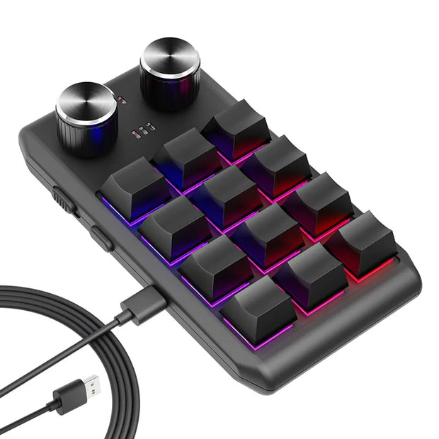 Programming Macro Custom 2 Knob Bluetooth Keyboard RGB 12 Key Copy Paste Mini Button Gaming Keypad Mechanical Hotswap Macropad