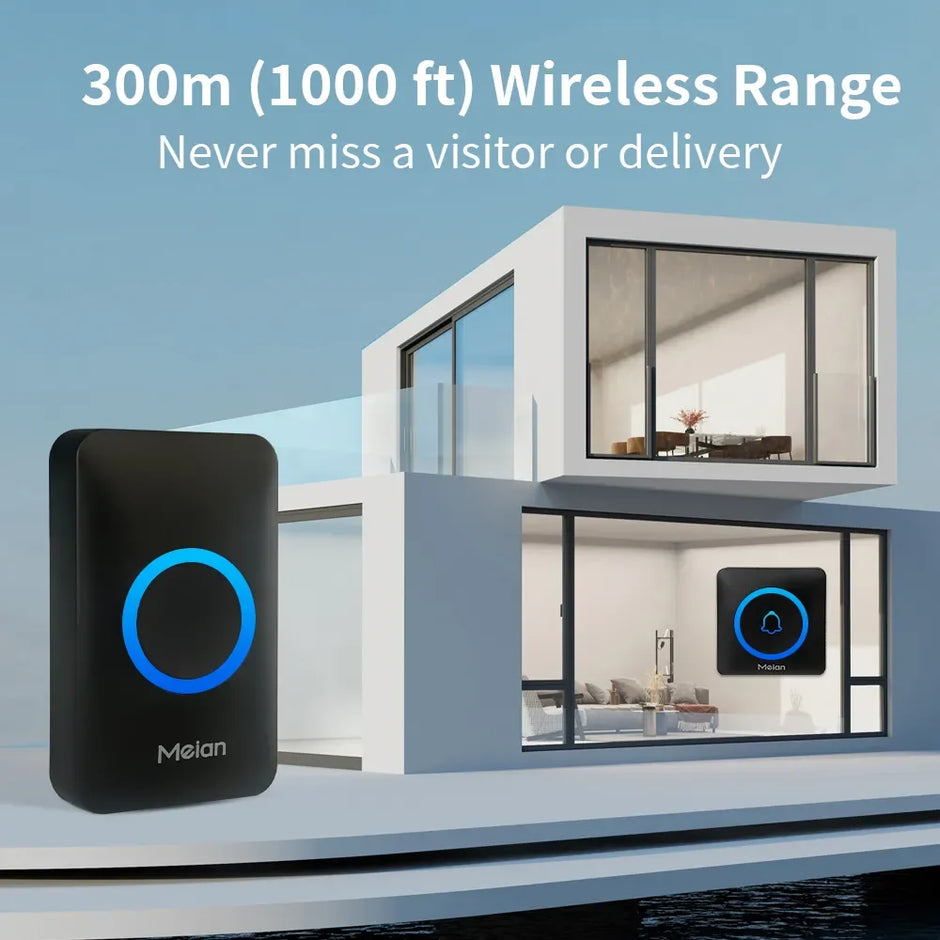 -Smart Home Doorbell, Wireless Outdoor Doorbell, IP65 Waterproof Door Bell, 60 Songs, Smart Security Alarm, Door Bell Chime