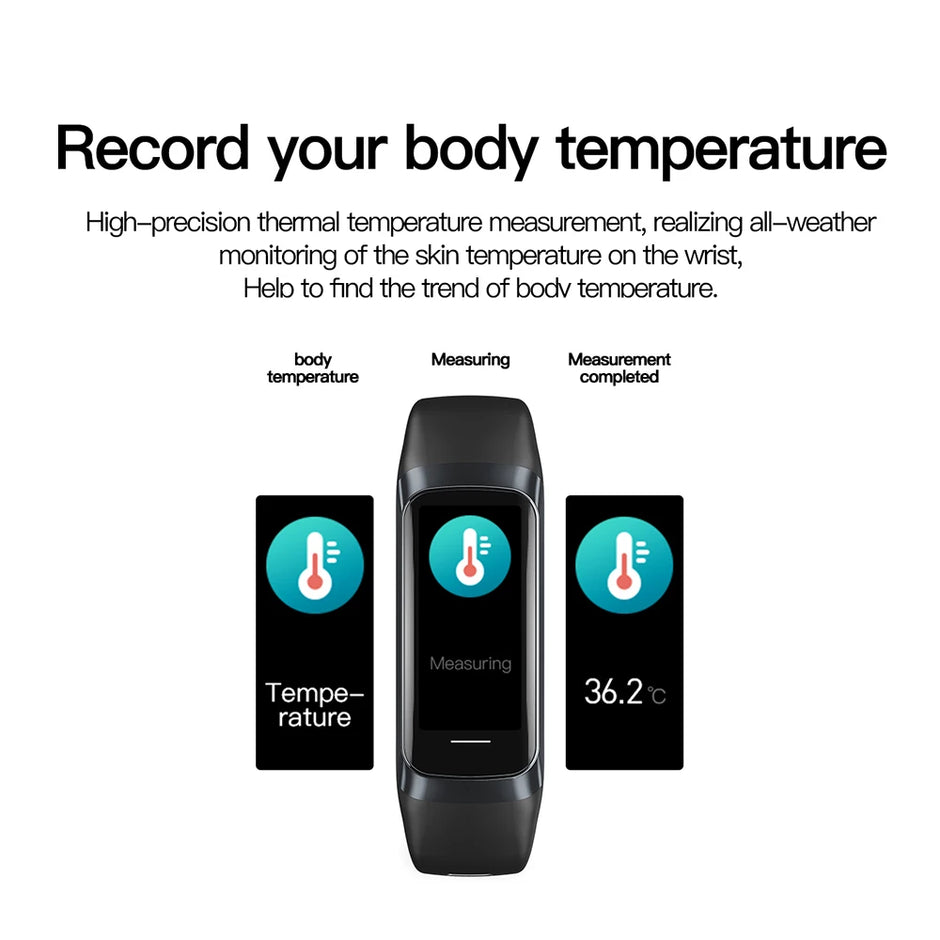 AMOLED Smartwatch Body Temperature Monitor Fitness Clock Sports 3ATM Waterproof Men Smart Watch Band for Women IOS Android 2026