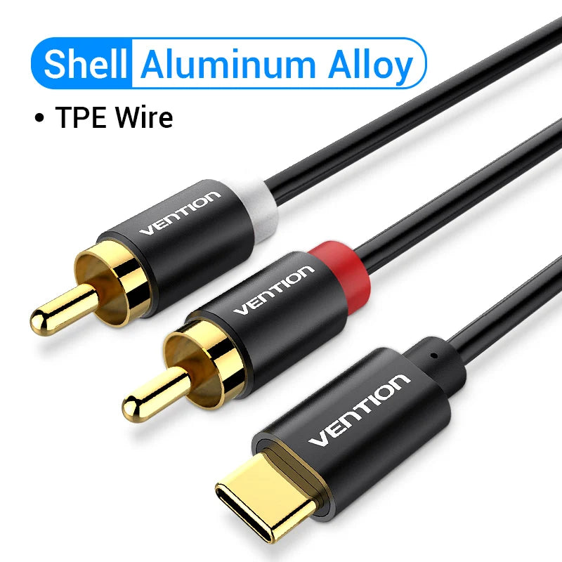 USB C to RCA Audio Cable for Speaker Amplifier