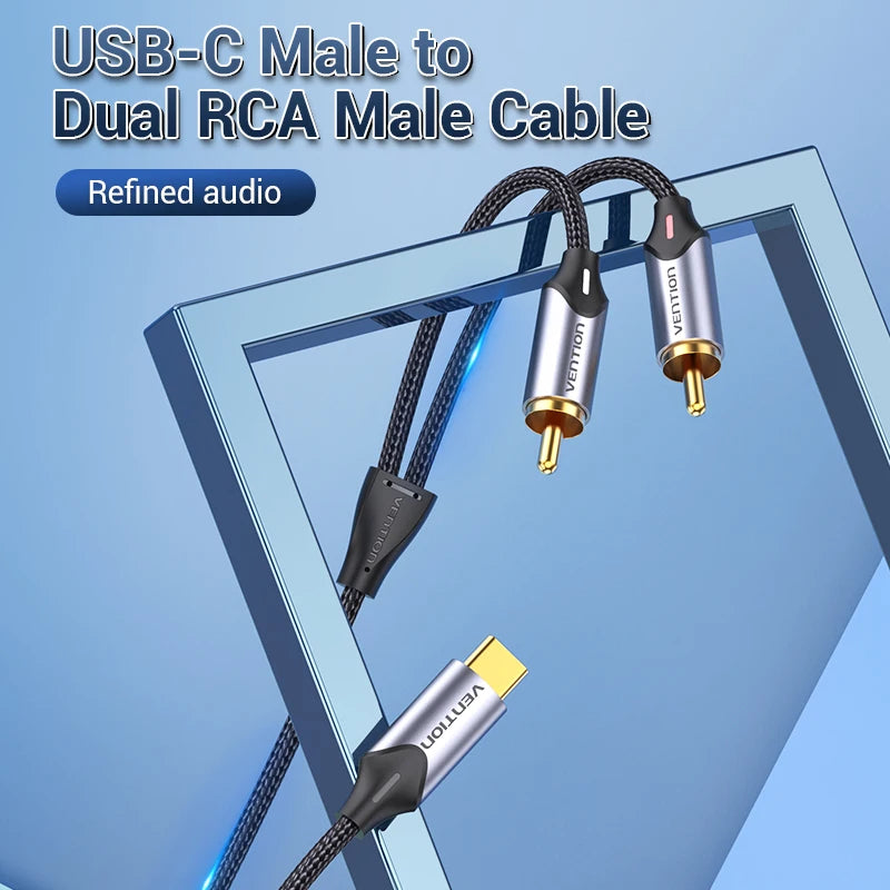 USB C to RCA Audio Cable for Speaker Amplifier