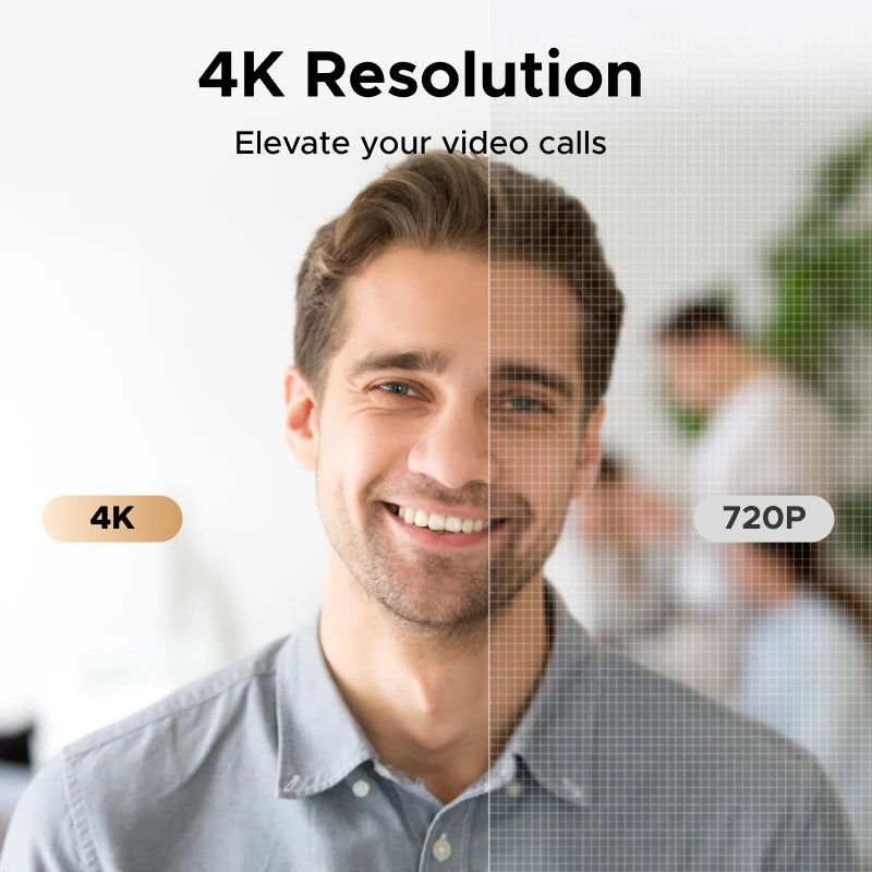 4K FHD 1080P Webcam 8MP for PC, PDAF Auto Focus, Dual AI Noise-Cancelling Mics, Web Cam Camera for Zoom/Teams/Google Meet