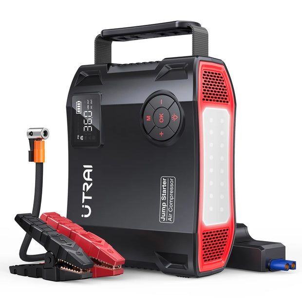 4 in 1 2000A Jump Starter Power Bank 16000Mah 150PSI Air Compressor Tire Pump Portable Charger Car Booster Starting Device