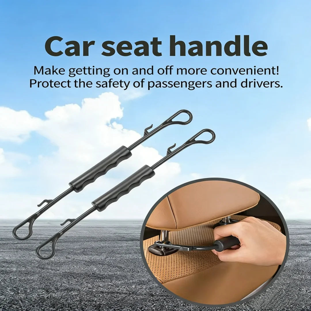1/2Pcs Car Safety Handle, Universal Rear Seat Headrest Grab Bar with Storage Hooks, Durable Vehicle Assist Grip for Elderly