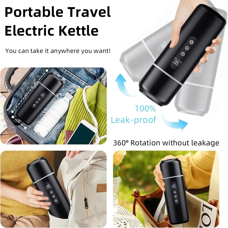 12V 24V Car Electric Kettle 500ML Portable Travel Heating Cup with Digital Temperature Control for Cars Trucks Suvs and Camping