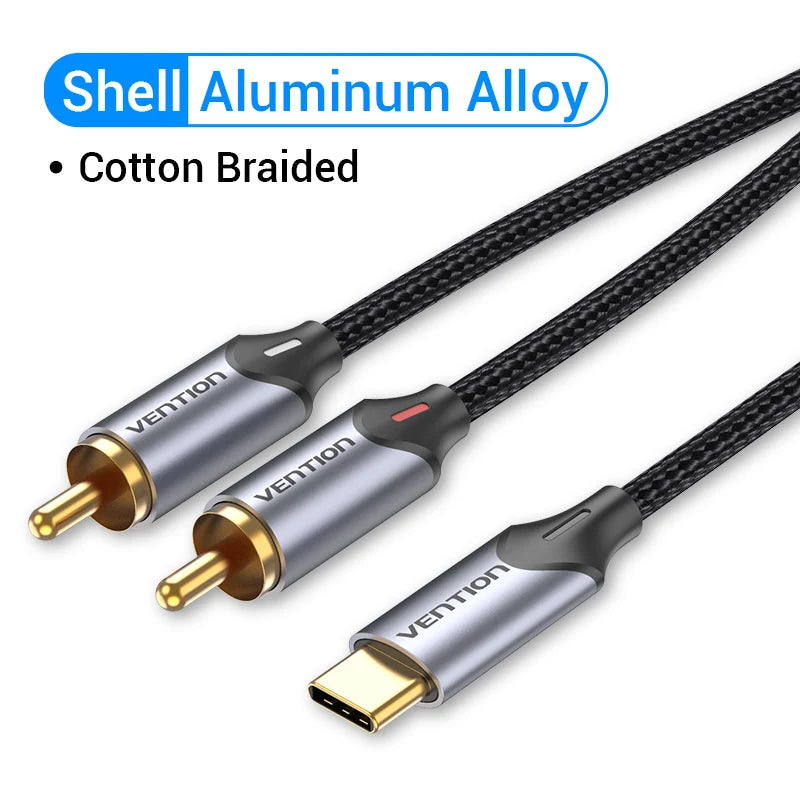 USB C to RCA Audio Cable for Speaker Amplifier