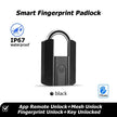 IP67 Ttlock Bluetooth APP Smart Padlock Fingerprint Lock Keyless Mini Bag with Aleax Google Home Electronic Door Lock