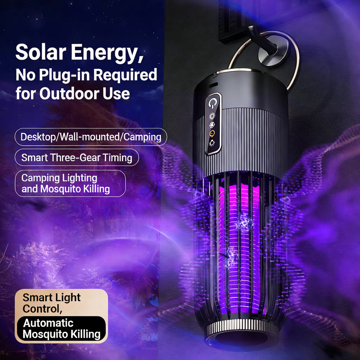 Outdoor Solar Energy Mosquito Killer Camping Lamp Upgrade Household Mosquito Repellent USB Rechargeable Portable Insect Killer
