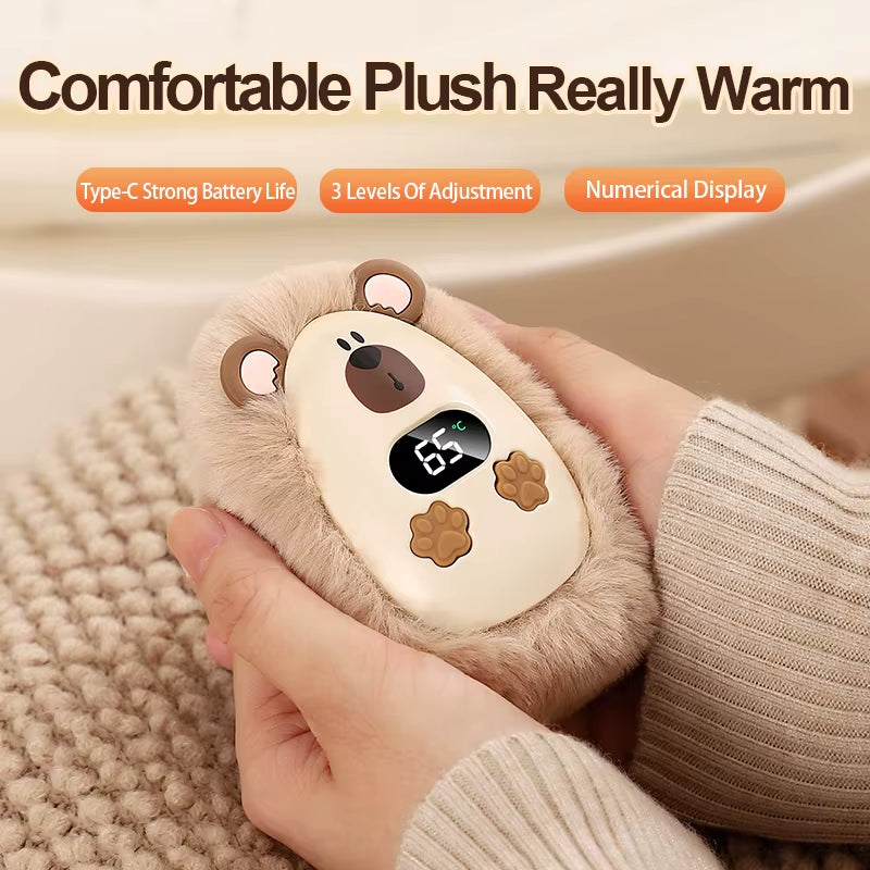 1Pc Plush Hand Warmer Mini Portable Handwarmers 3-Gear Temperature Adjustment Long-Lasting Heating Pocket Heater Winter Supplies