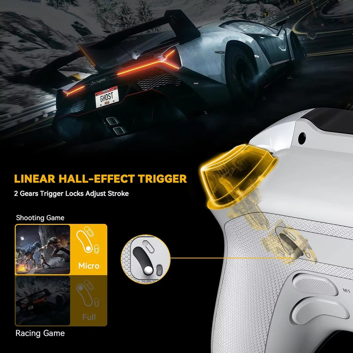 Mamba One V2 Screen Interactive Wireless Gaming Controller for Ios/Android/Switch/Pc Hall Effect, 1800Mah with Charging Dock