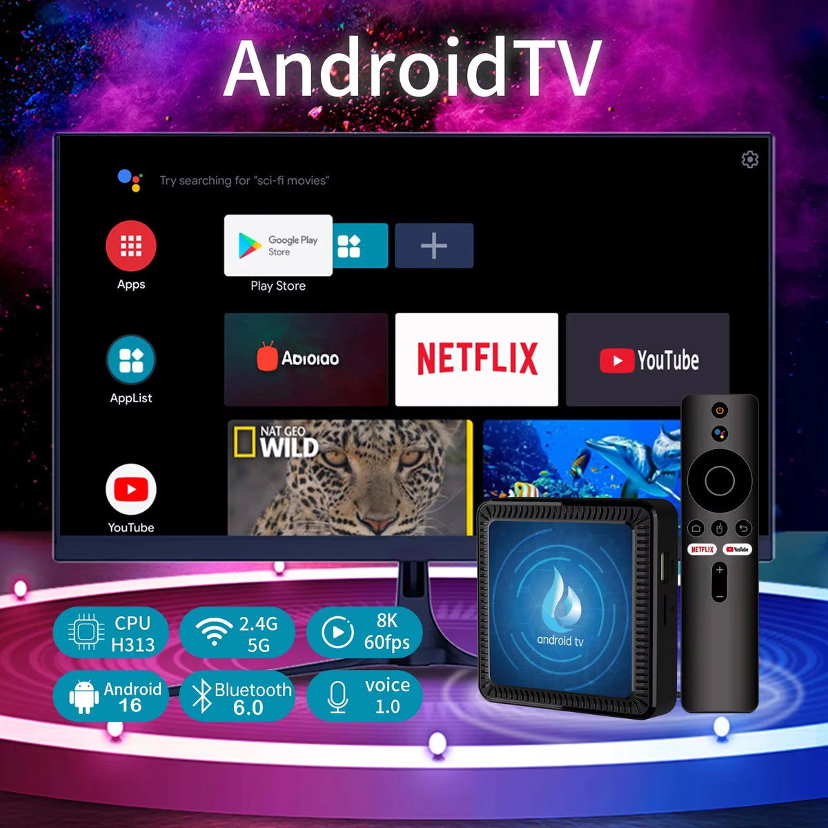 Q17 Smart TV Box 5G Wifi Android 16 TV Box Quad Core Allwinner H313 64GB 128GB Set Top Box Google Assistant Netflix Media Player