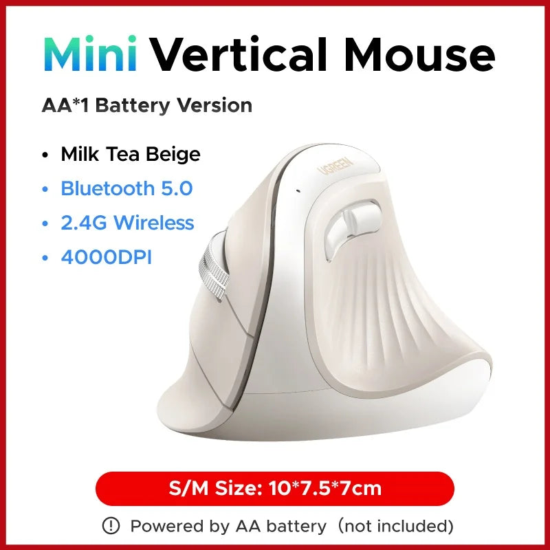 Vertical Mouse Wireless Bluetooth5.0 2.4G Ergonomic 4000DPI 6 Mute Buttons for Macbook Tablet Laptops Computer PC Mice