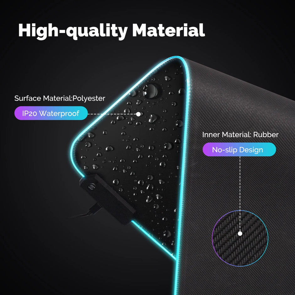 RGBIC Gaming Mouse Pad, Wifi Smart APP Control 16 Million Colors LED Desk Mat, Waterproof for PC Computer Game
