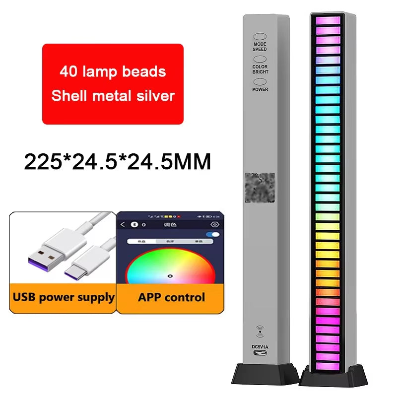 RGB LED Strip Light Music Sound Control Pickup Rhythm Ambient Lamp Atmosphere Night Lights for Bar Car Room TV Gaming Decoration