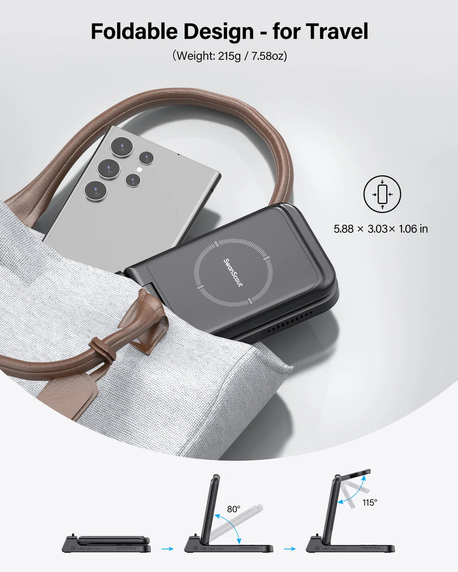 Swanscout 703S Charging Station for  S25 S24 Ultra S23 Z Flip 7 Z Fold 7 Wireless Charger for Galaxy Watch 8 7 for Buds 3