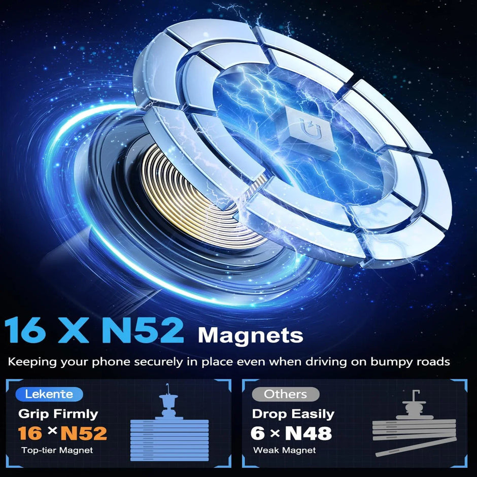UYUXIO Strong Magnetic Wireless Car Phone Charger Adapter 15W Air Vent Car Phone Holder for Iphone 16 15 14 13 Pro Max plus 12