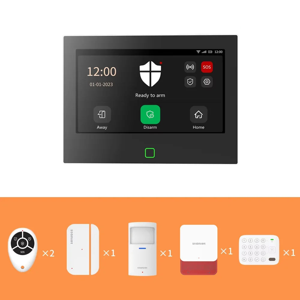 7Inch Lora Protection Kit Wifi 4G Tuya Smart Home Alarm System with 5000Mah Battery 500M Distance Works with Alexa