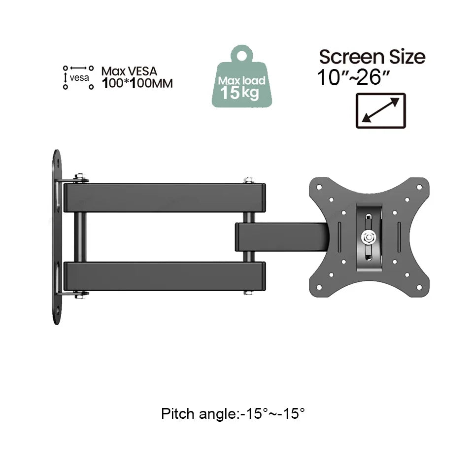 Full Motion TV Monitor Wall Mount Bracket Articulating Arms Swivel Tilt Extension Rotation for Most 10-32 Inch Flat Curved Tvs