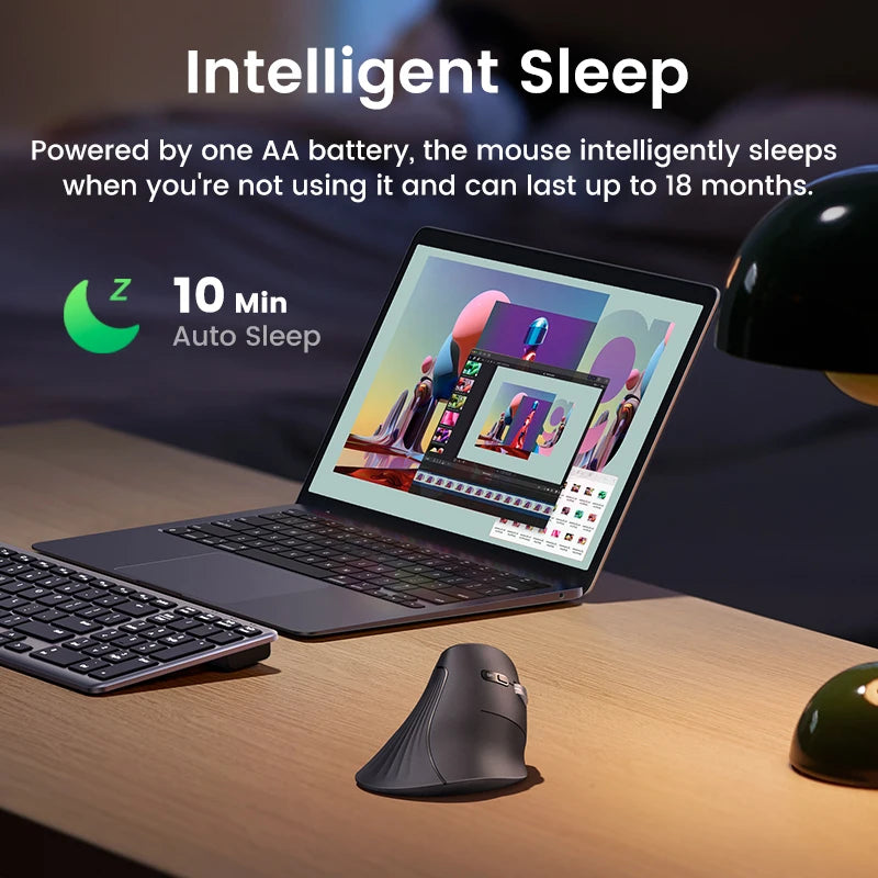 Vertical Mouse Wireless Bluetooth5.0 2.4G Ergonomic 4000DPI 6 Mute Buttons for Macbook Tablet Laptops Computer PC Mice