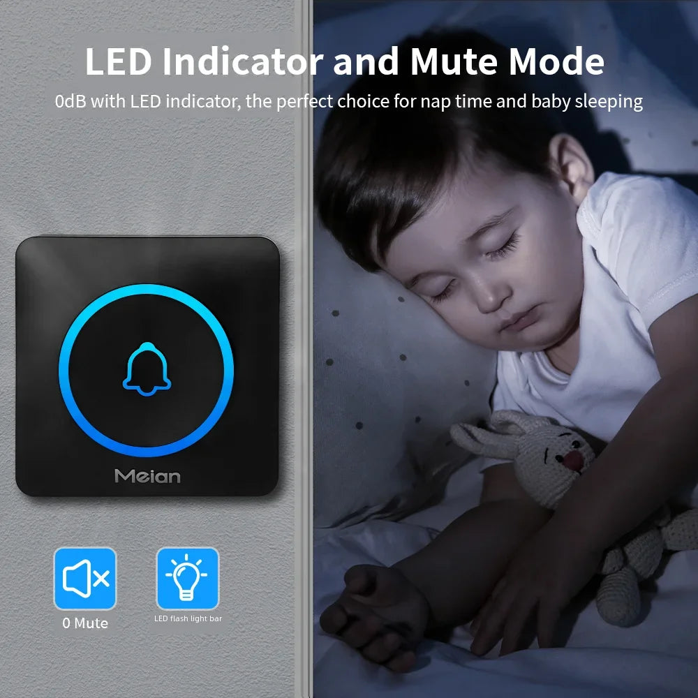 -Smart Home Doorbell, Wireless Outdoor Doorbell, IP65 Waterproof Door Bell, 60 Songs, Smart Security Alarm, Door Bell Chime
