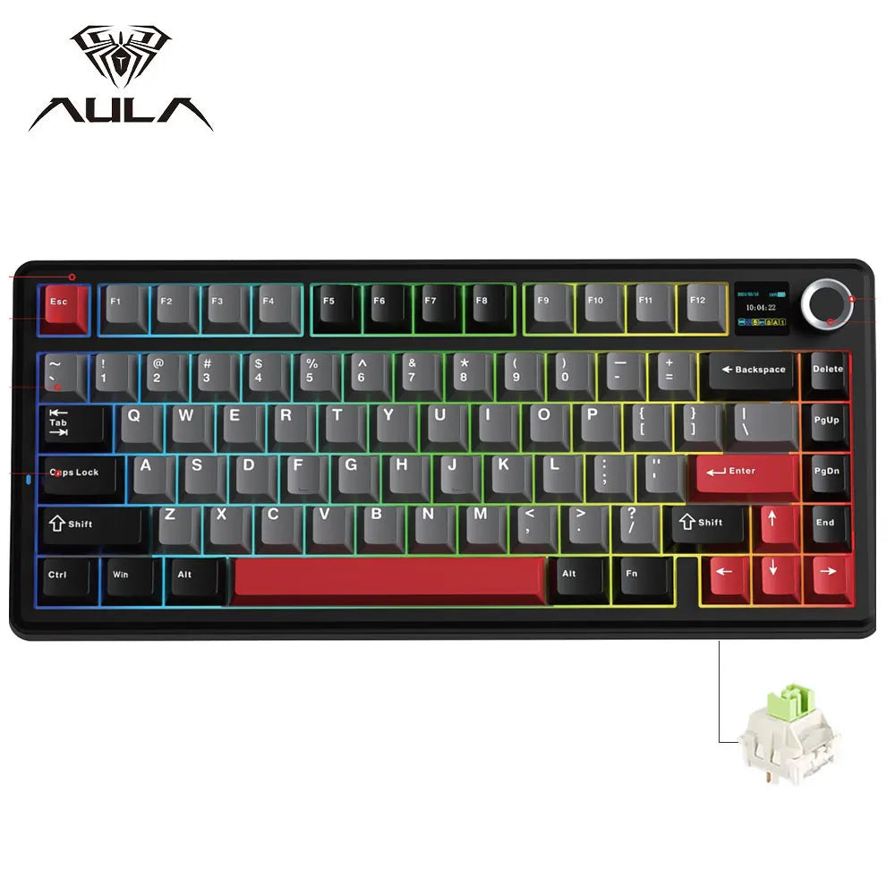 F75 MAX Gaming Mechanical Keyboard 75% Wired/Bluetooth/2.4G Hot-Swap RGB E-Sports Keyboard with TFT Screen for Pc/Mac ﻿