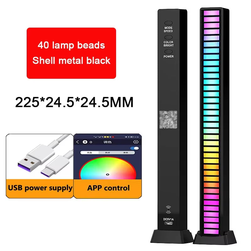 RGB LED Strip Light Music Sound Control Pickup Rhythm Ambient Lamp Atmosphere Night Lights for Bar Car Room TV Gaming Decoration