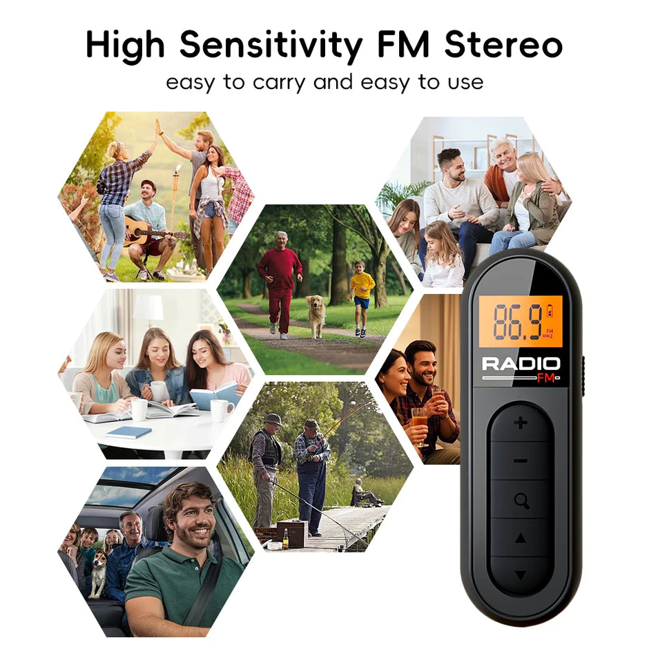 Rechargeable Mini Portable FM Radio with Clip