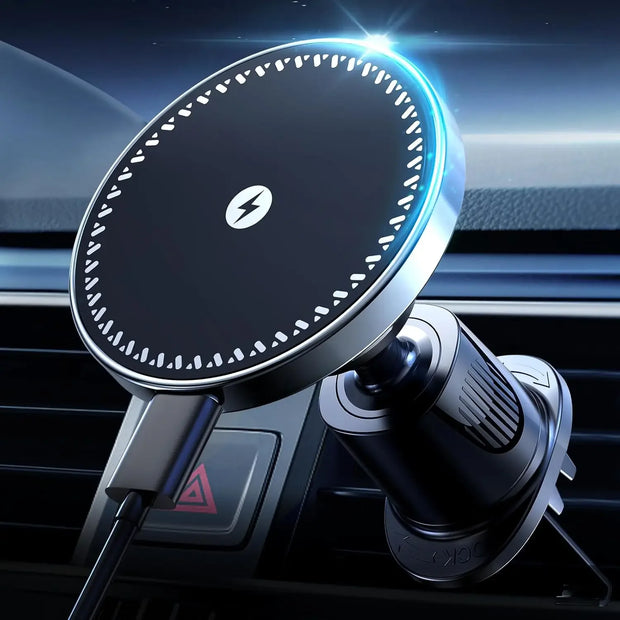 UYUXIO Strong Magnetic Wireless Car Phone Charger Adapter 15W Air Vent Car Phone Holder for Iphone 16 15 14 13 Pro Max plus 12