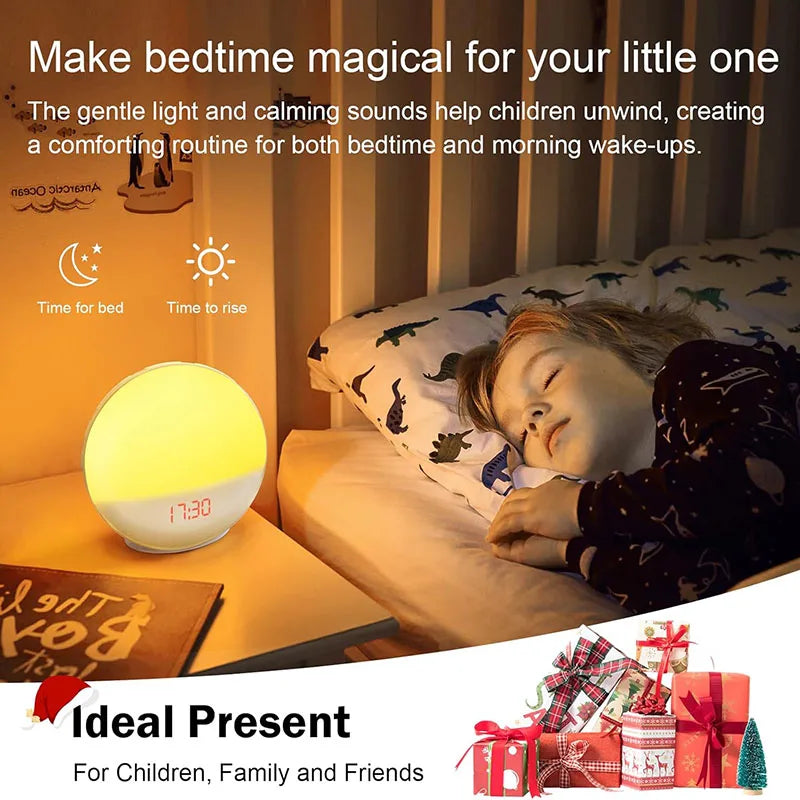 Smart Wake up Light Alarm Clock Digital Desk Clock with Natural Sounds BT Speaker APP Control FM Radio Nightlight