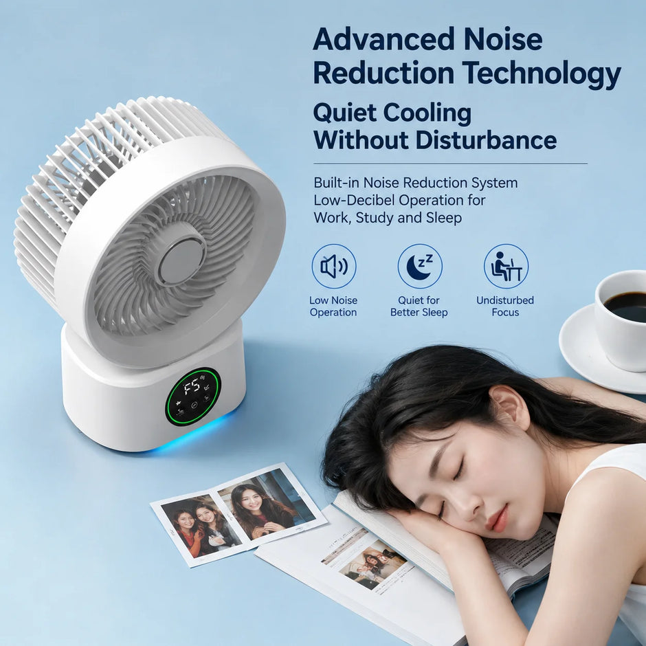 Portable Wall-Hanging Fan with Remote Control Smart Voice Rechargeable USB Household Electric Folding Fan Nightlight Air Cooler