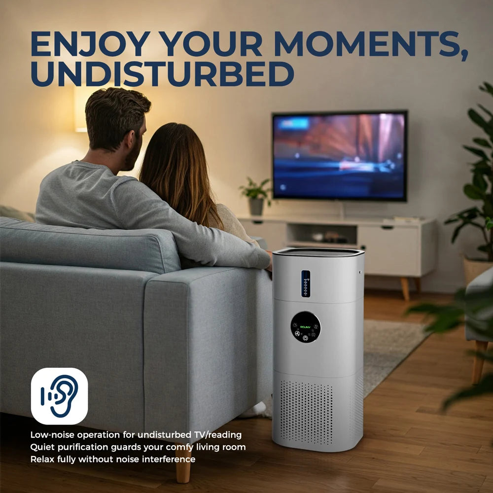 2-In-1 Air Purifier with Humidifier Combo for Home Allergies and Pets Hair, Smokers in Bedroom, H13 True HEPA Filter，White