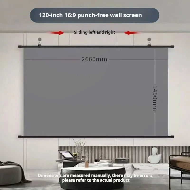 Anti-Light Thick HD Projector Screen 16:9 No-Hole Wall-Mounted Home Projection Screen 60/72/84/92/100/110/120/133Inch