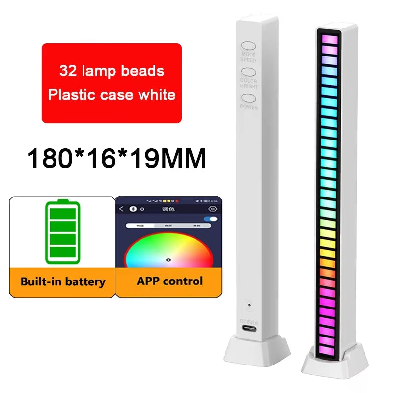 RGB LED Strip Light Music Sound Control Pickup Rhythm Ambient Lamp Atmosphere Night Lights for Bar Car Room TV Gaming Decoration