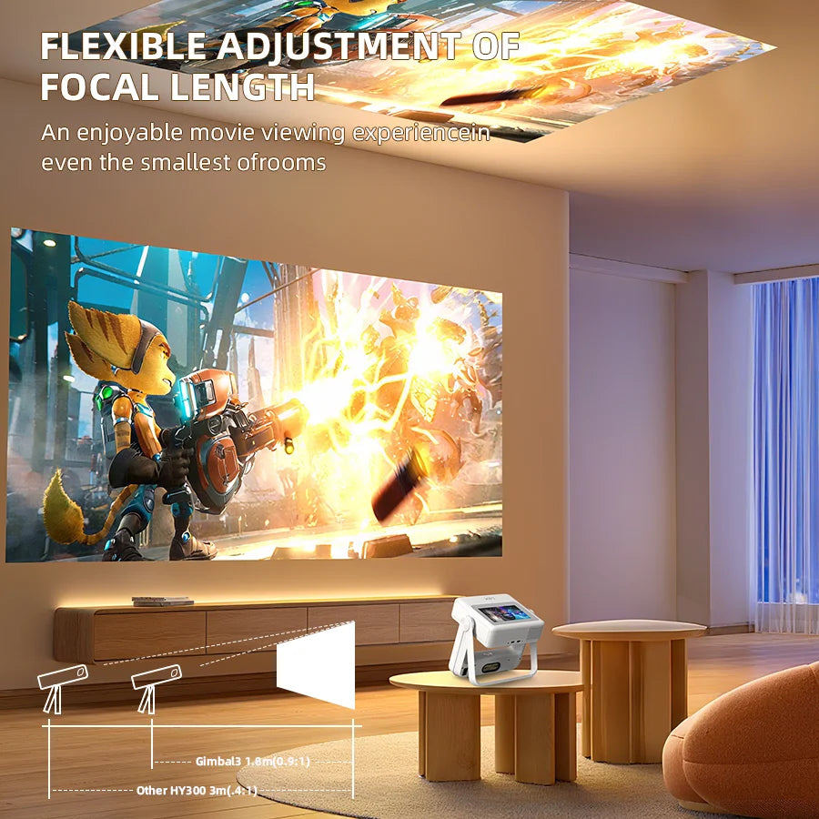 Smart Touch Screen Portable Projector Support 4K Wifi 6 Bluetooth Auto Focus Compatible with Phone/ Tvstick/Pc/Indooroutdoor