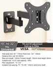 Full Motion TV Monitor Wall Mount Bracket Articulating Arms Swivel Tilt Extension Rotation for Most 10-32 Inch Flat Curved Tvs