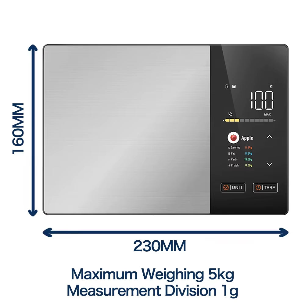 Smart Kitchen Scale Connects to Mobile App for Food Calorie Calculation Fitness Weight Loss Body Management