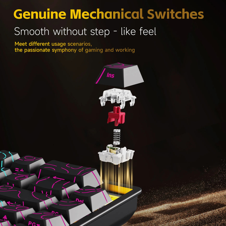 NK68V2 Single-Mode Wired Mechanical Keyboard Portable Gaming Keyboard RGB Hot-Swappable PC Lightweight Mechanical Keyboard