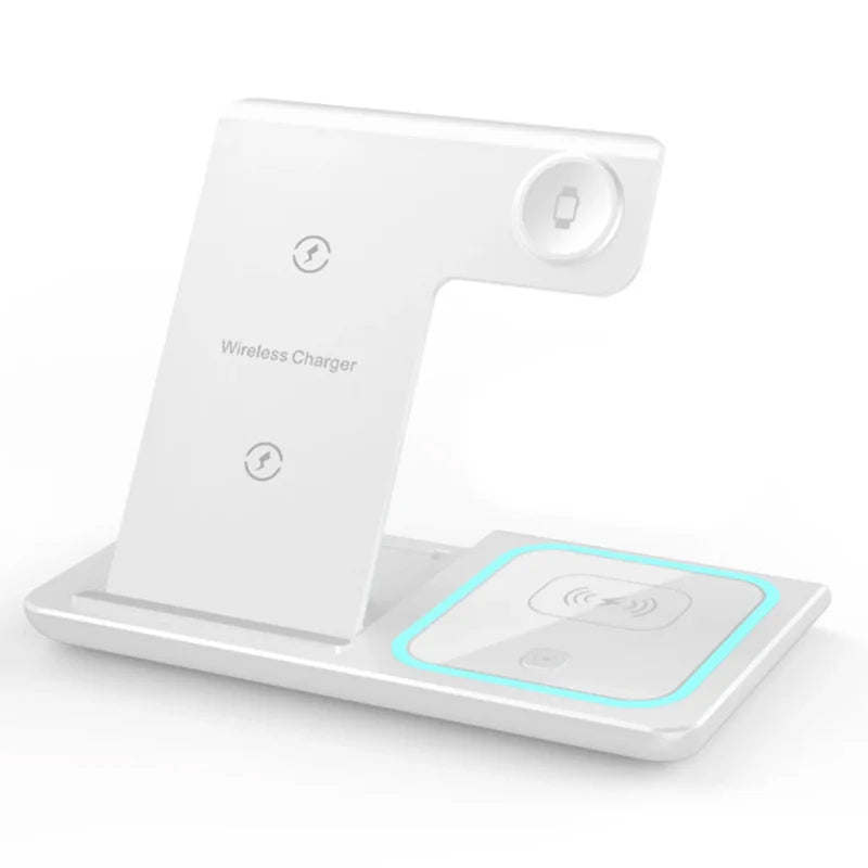 30W 3 in 1 LED Fast Wireless Charger Stand Foldable Charging Station for Iphone 17- 12 Apple Watch 9 8 7 6 5 Airpods Pro