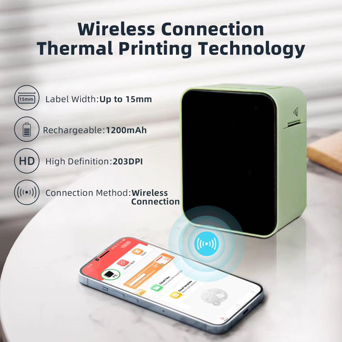 P15 Mini Portable Thermal Printer Wireless Bluetooth-Compatible Label Tag for Home Office Labeling Sticker Machine