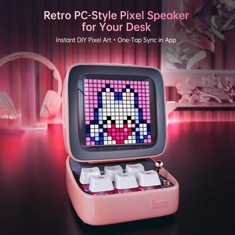 Ditoo-Pro Retro Pixel Art Bluetooth Portable Speaker Alarm Clock DIY LED Display Board, Cute Gift Home Light Decoration