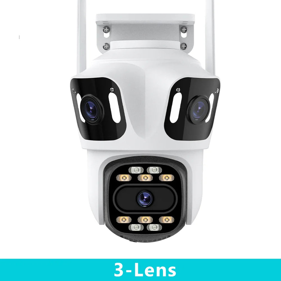 Three Lens PTZ IP Camera Outdoor HD Three Screen Wifi Security Camera Auto Tracking Dual Len Wirelss CCTV Camera Icsee