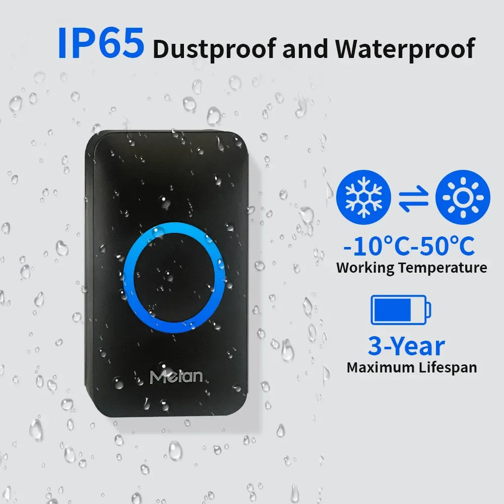 -Smart Home Doorbell, Wireless Outdoor Doorbell, IP65 Waterproof Door Bell, 60 Songs, Smart Security Alarm, Door Bell Chime