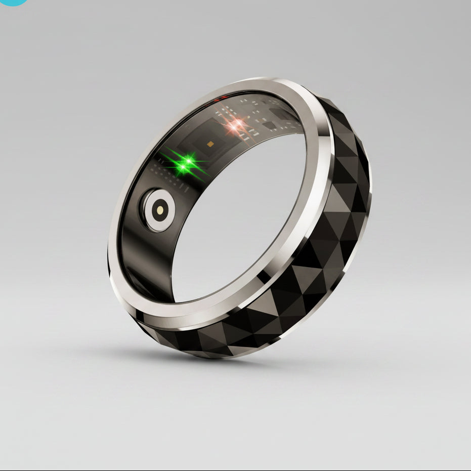 R11 Ceramic Smart Ring for Men, Fidget Spinner Anxiety Relieve Ring with Charging Case, Health Monitor, 5ATM Waterproof