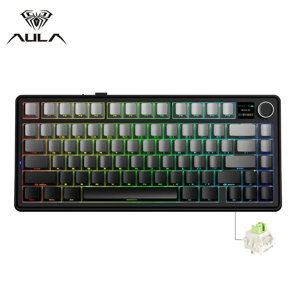 F75 MAX Gaming Mechanical Keyboard 75% Wired/Bluetooth/2.4G Hot-Swap RGB E-Sports Keyboard with TFT Screen for Pc/Mac ﻿